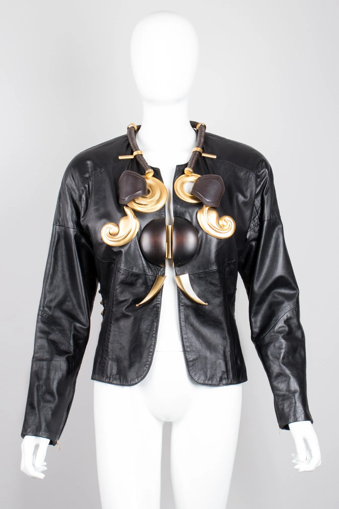 Shell Embellished Leather Jacket