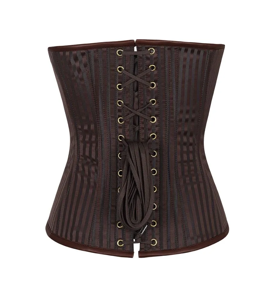 Shivley Coffee Brown Stripe Brocade Steampunk Corset