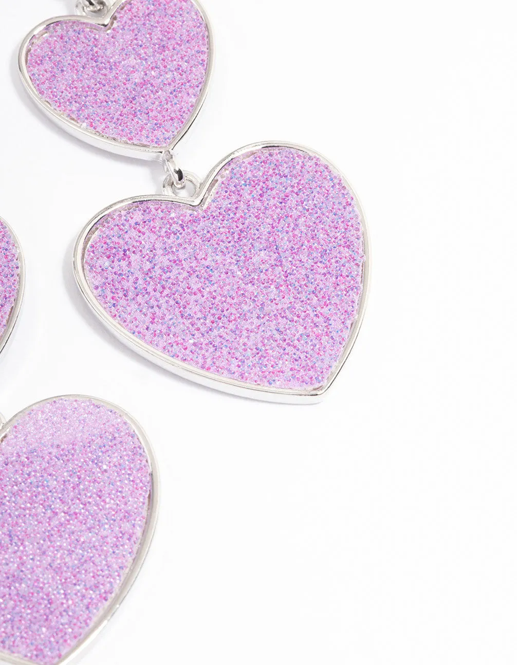 Silver Pink Heart Statement Earrings