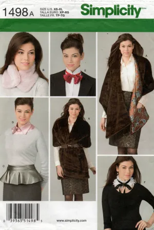 Simplicity 1498 Womens Winter Accessories Pack Out Of Print Sewing Pattern Size XS - XL UNCUT Factory Folded