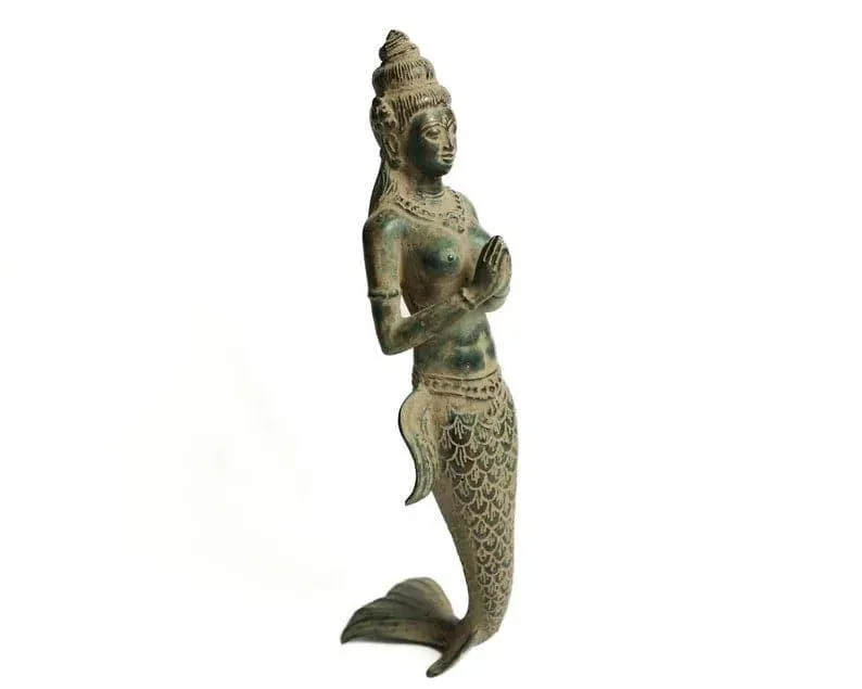 Solid Brass Suvannamaccha Golden Mermaid Figurine