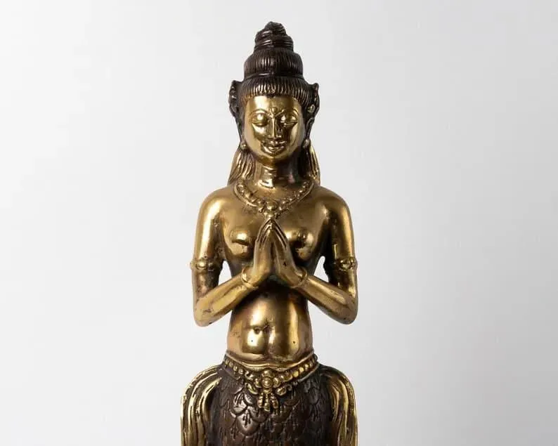 Solid Brass Suvannamaccha Golden Mermaid Figurine
