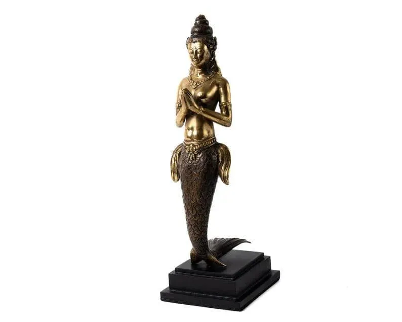 Solid Brass Suvannamaccha Golden Mermaid Figurine