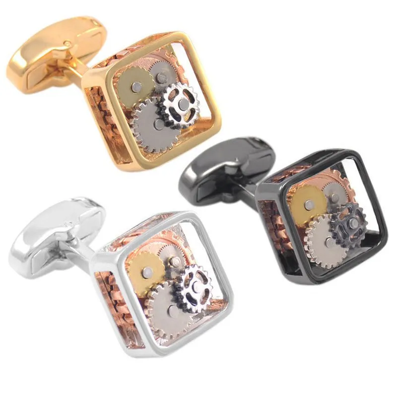 Square Steampunk Gears Cuff Links