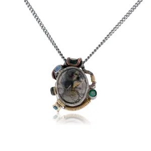 Steam Punk Silver, Copper, & Gemstone Pendant