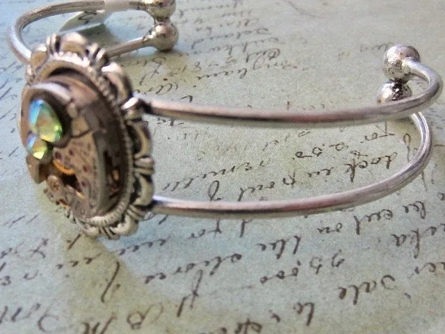 Steampunk Bracelet - In the Works - Steampunk watch parts cuff - bracelet - Repurposed art made by Steampunkjunq - steampunk jewelry