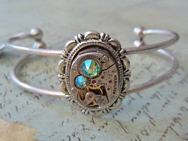 Steampunk Bracelet - In the Works - Steampunk watch parts cuff - bracelet - Repurposed art made by Steampunkjunq - steampunk jewelry