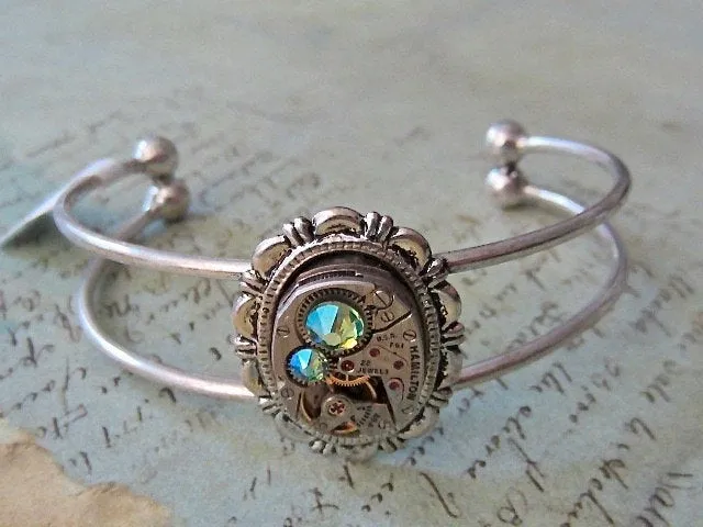 Steampunk Bracelet - In the Works - Steampunk watch parts cuff - bracelet - Repurposed art made by Steampunkjunq - steampunk jewelry