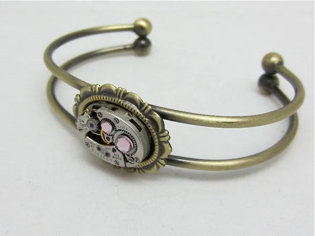 Steampunk Bracelet - In the Works - Steampunk watch parts cuff - bracelet