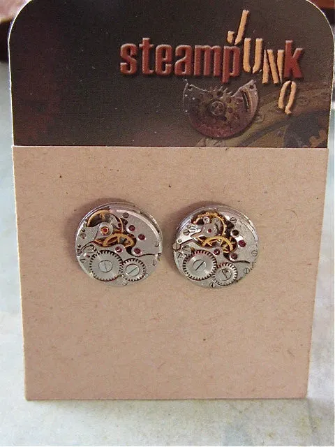 Steampunk Earrings - Orbit  -  Steampunk Jewelry made with real vintage watch parts