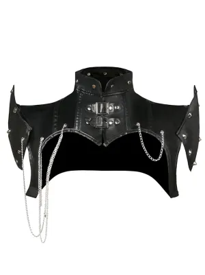 Steampunk Gothic Costume PU Leather Shrug Shoulder Armor with Chains