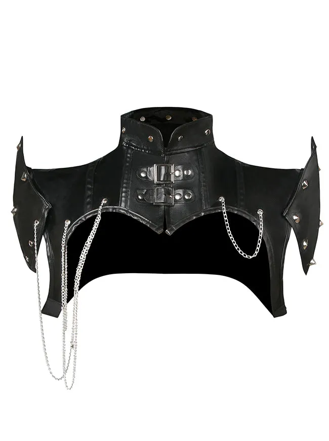 Steampunk Gothic Costume PU Leather Shrug Shoulder Armor with Chains