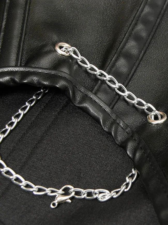 Steampunk Gothic Costume PU Leather Shrug Shoulder Armor with Chains