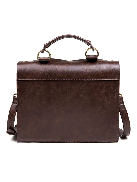 Steampunk Lolita Bag Coffee Brown PU Leather Rivets Metal Details Cross-body Bag Lolita Accessories