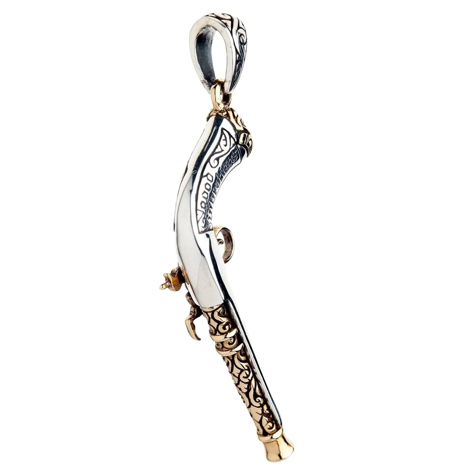 Steampunk Mexican Shotgun Sterling Silver Pendant Necklace