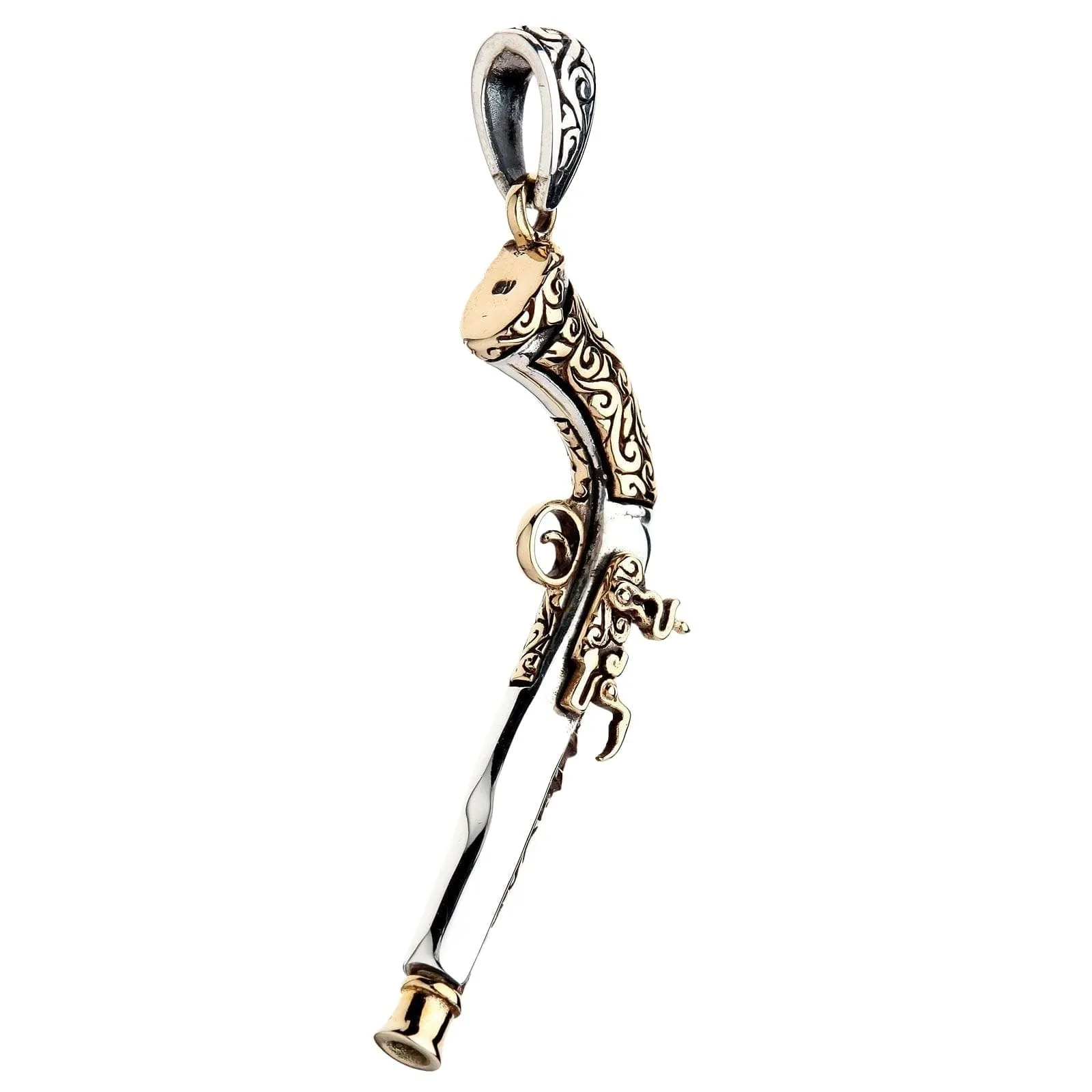 Steampunk Mexican Shotgun Sterling Silver Pendant Necklace