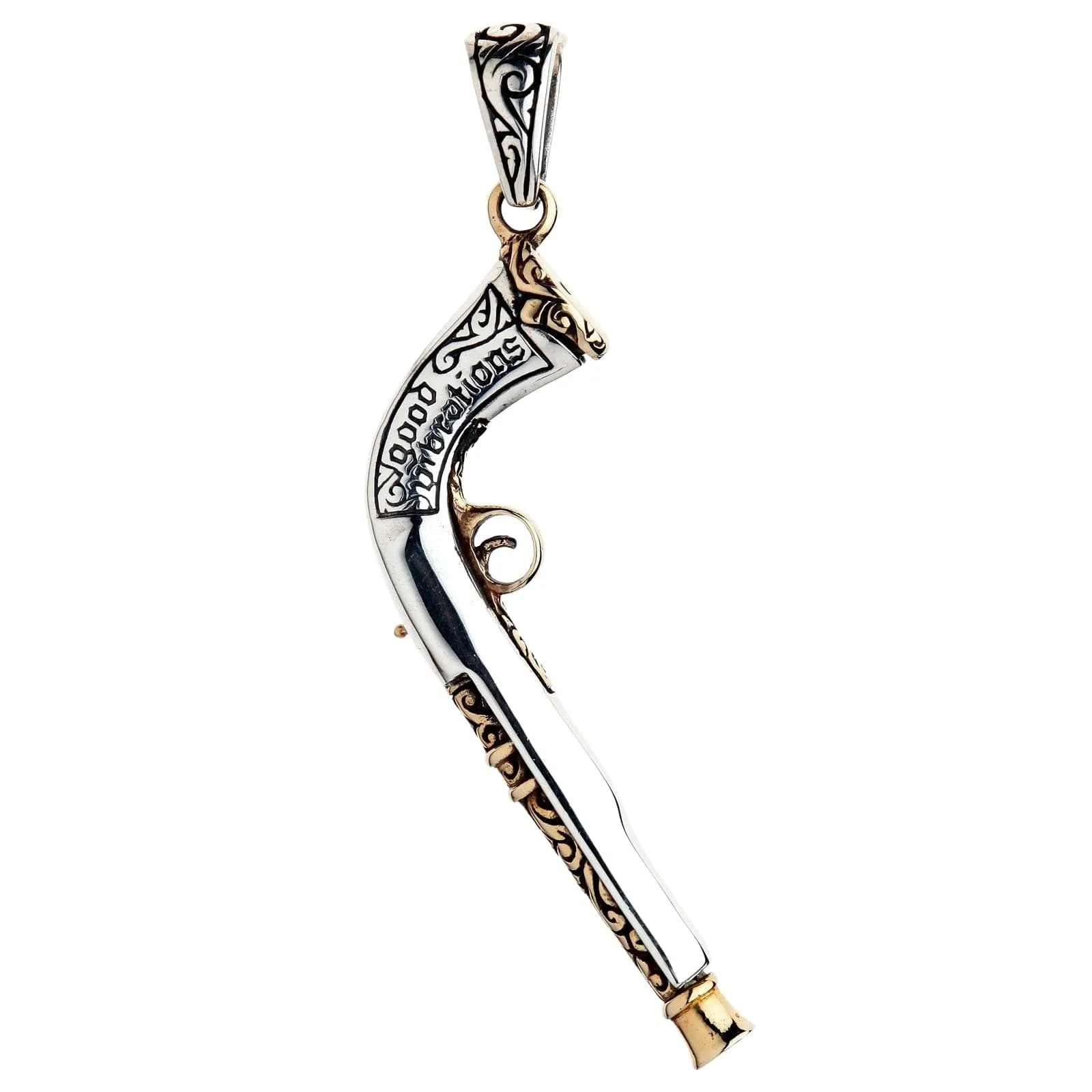 Steampunk Mexican Shotgun Sterling Silver Pendant Necklace