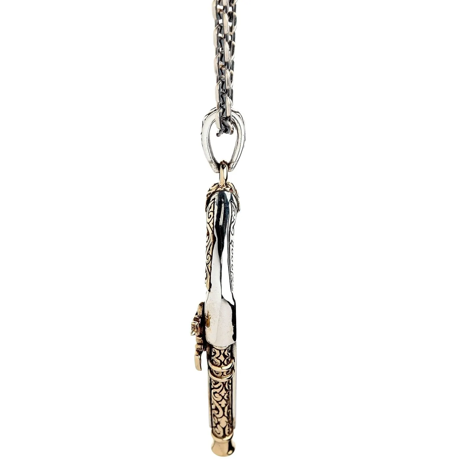 Steampunk Mexican Shotgun Sterling Silver Pendant Necklace