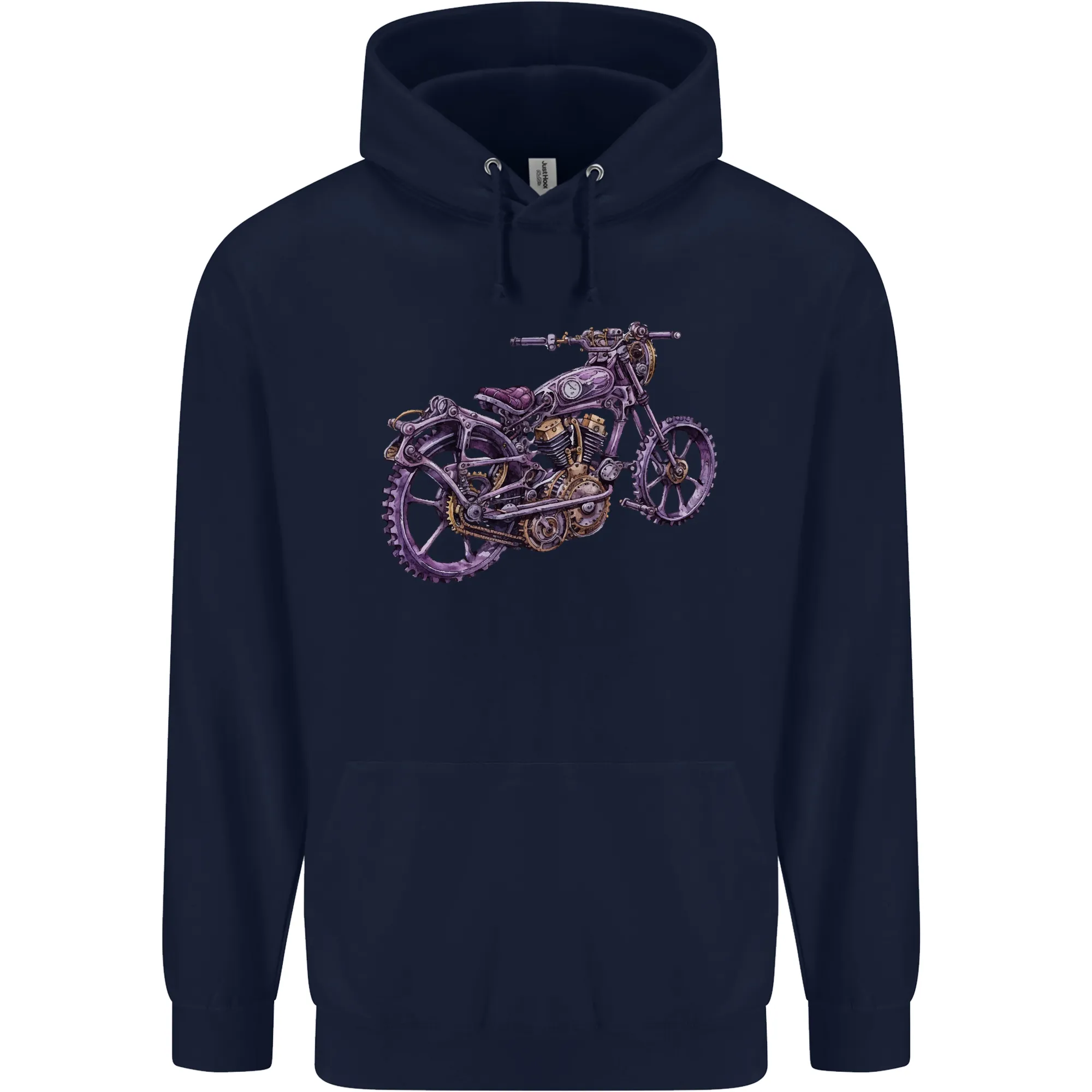 Steampunk Motorbike Motorcycle Biker Mens 80% Cotton Hoodie