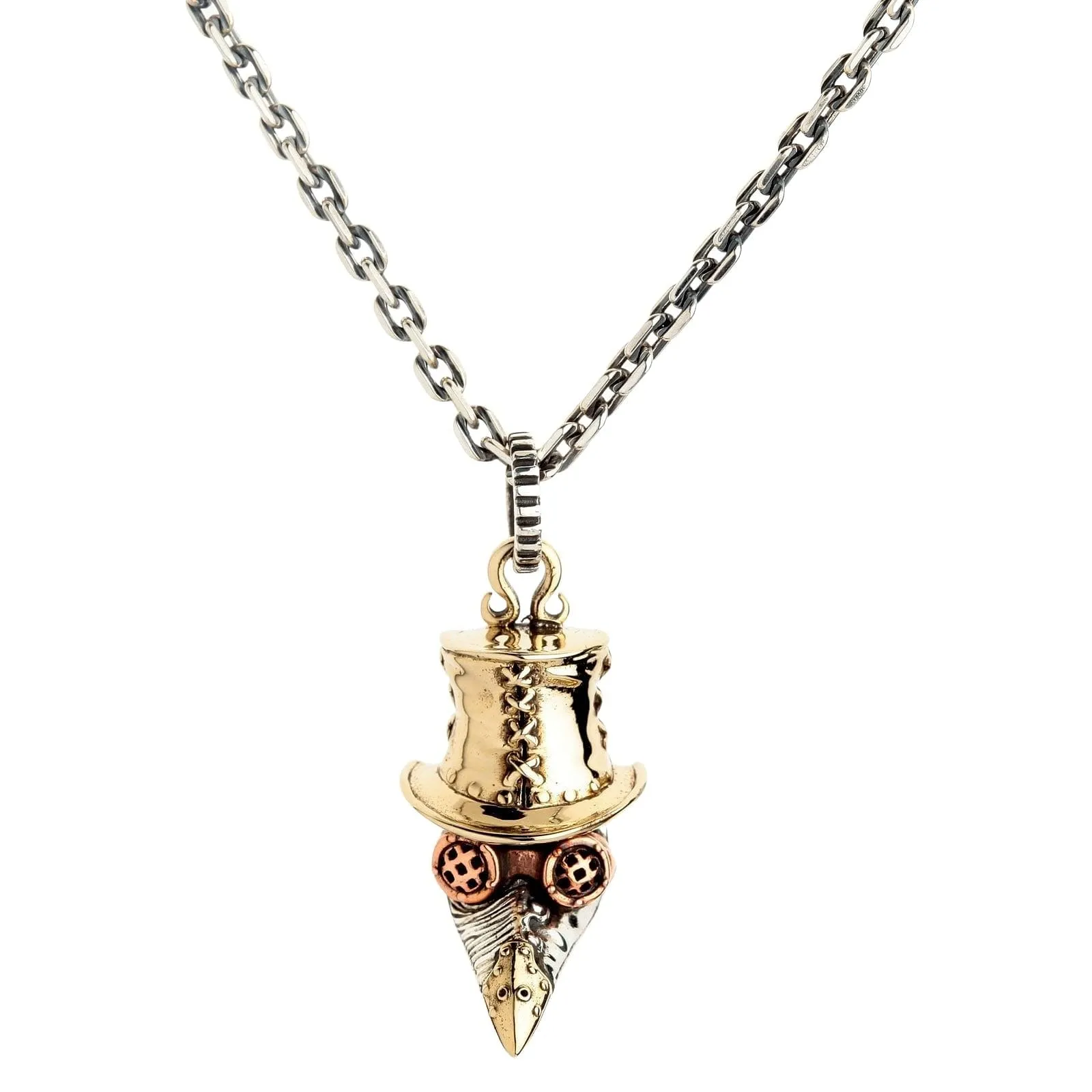 Steampunk Plague Doctor Bird Beak Mask Sterling Silver Gothic Pendant Necklace