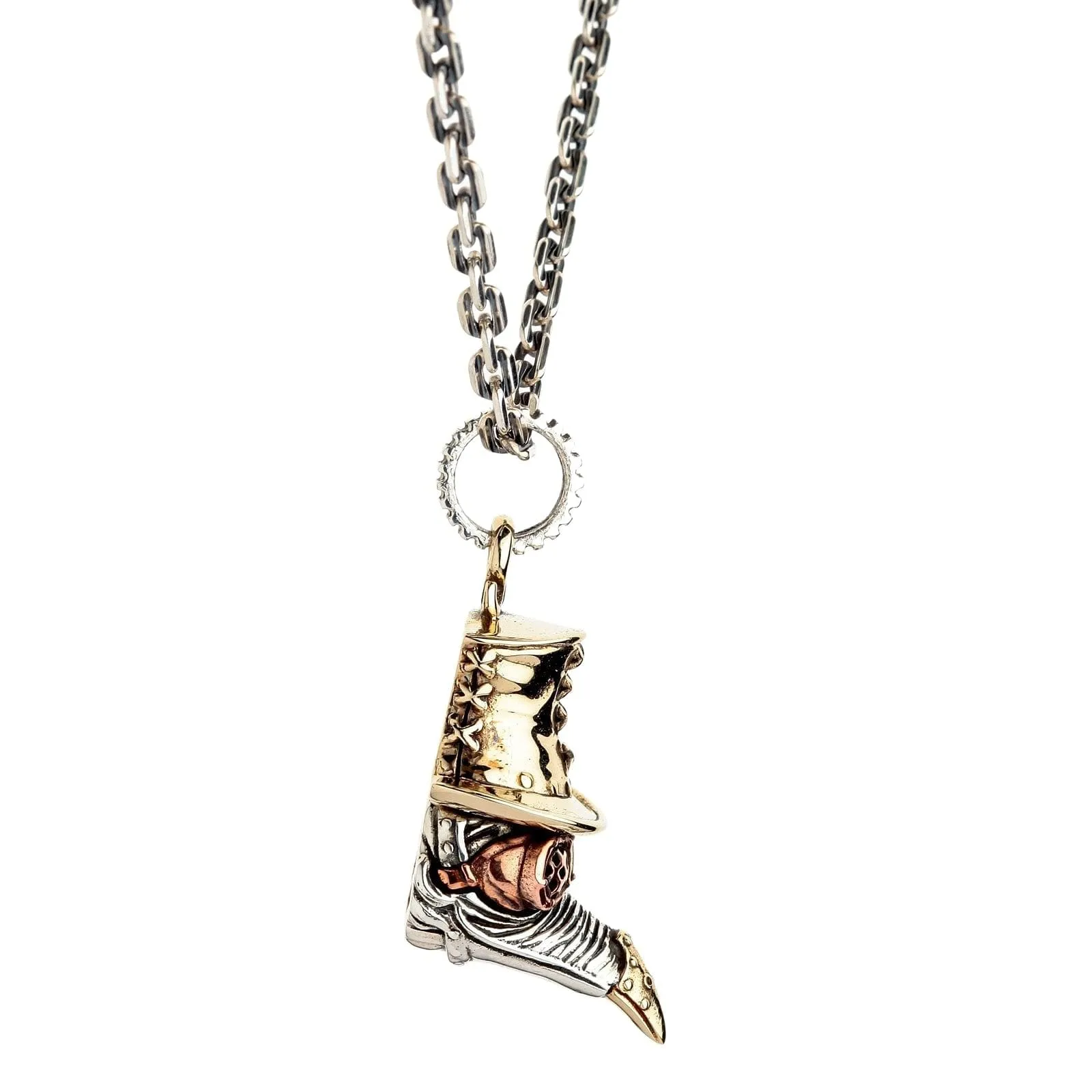 Steampunk Plague Doctor Bird Beak Mask Sterling Silver Gothic Pendant Necklace