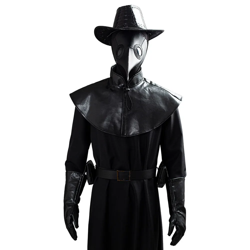 Steampunk Plague Doctor Brird Mask Cape Long Grown Hat Set Holloween Outfit Cosplay Costume