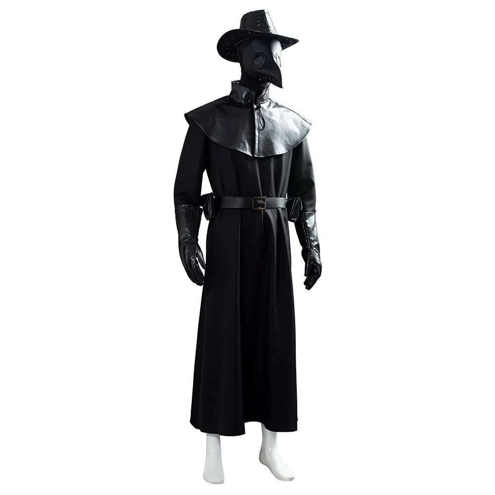 Steampunk Plague Doctor Brird Mask Cape Long Grown Hat Set Holloween Outfit Cosplay Costume