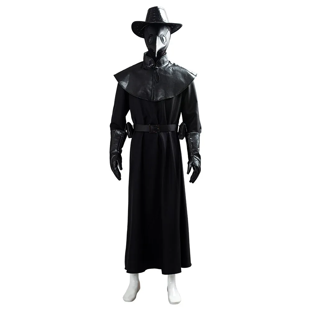 Steampunk Plague Doctor Brird Mask Cape Long Grown Hat Set Holloween Outfit Cosplay Costume