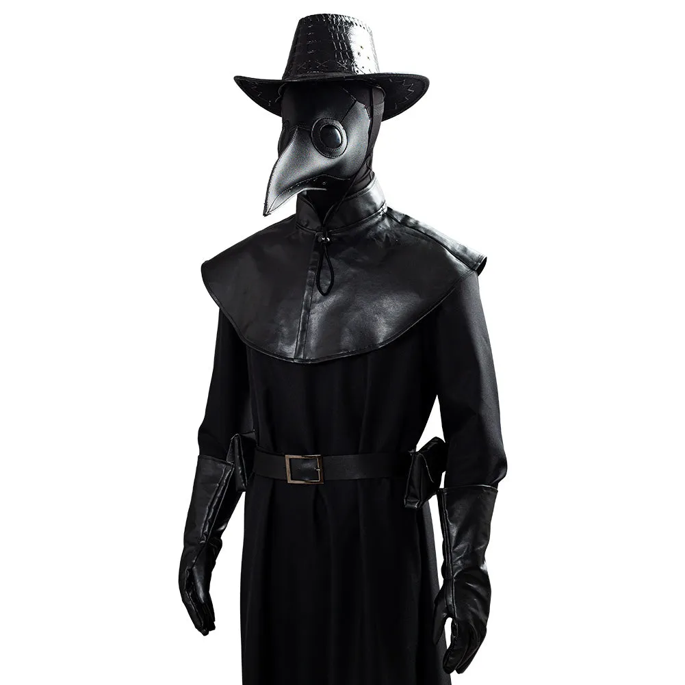 Steampunk Plague Doctor Brird Mask Cape Long Grown Hat Set Holloween Outfit Cosplay Costume