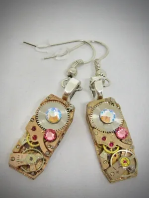 Steampunk - Rose gold  - Steampunk Earrings - Repurposed art