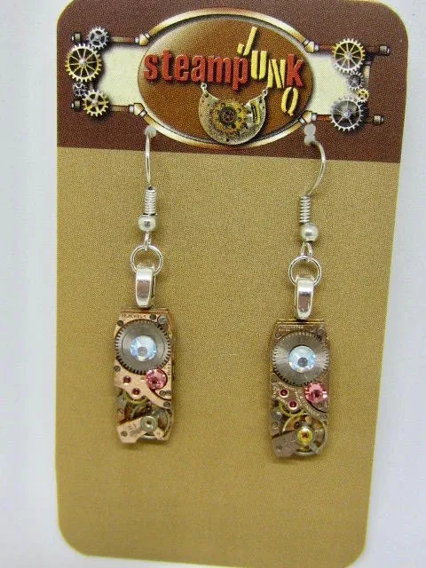 Steampunk - Rose gold  - Steampunk Earrings - Repurposed art