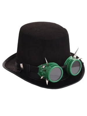 Steampunk Top Hat Detachable Green Goggles Costume Accessory