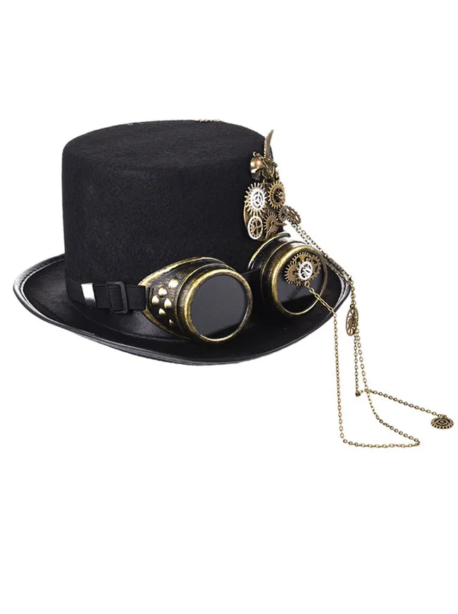 Steampunk Top Hat Goggles Gears Chain Deluxe Costume Accessory