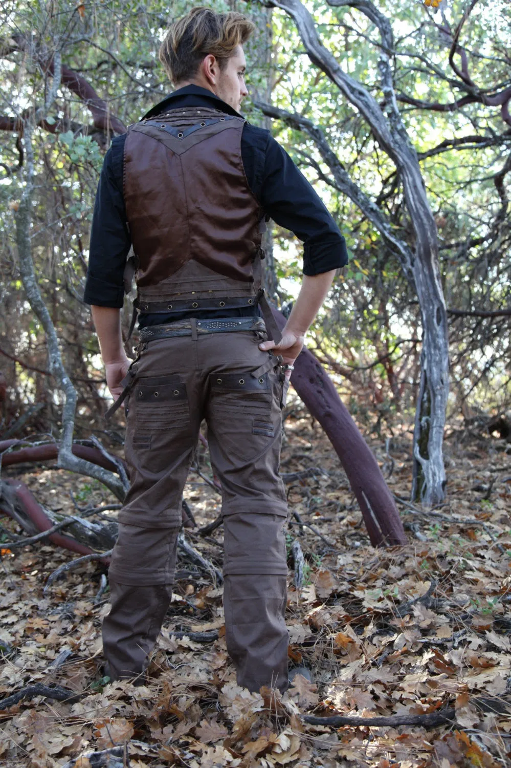 Steampunk Vest - Large, Black, Festival Clothing, Burning Man, Mad Max, Hipster, Gift for Boyfriend, Pirate Pants, Linealot Vest,