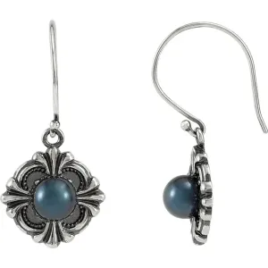 Sterling Silver 29.2x14.3 mm Victorian Style Earring Mounting for Pearl