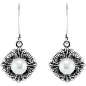 Sterling Silver 29.2x14.3 mm Victorian Style Earring Mounting for Pearl