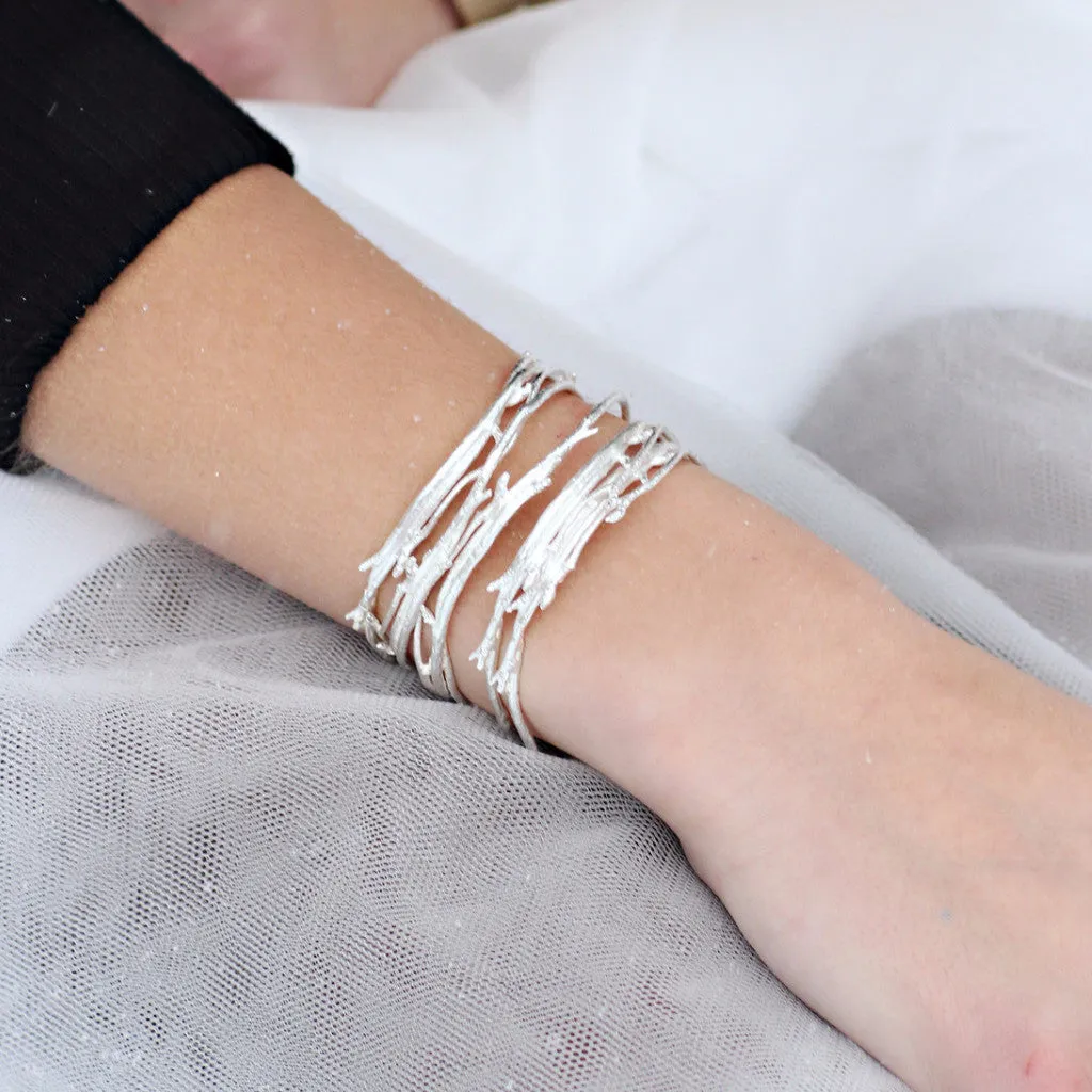Sterling Silver Thin Budding Branch Bracelet