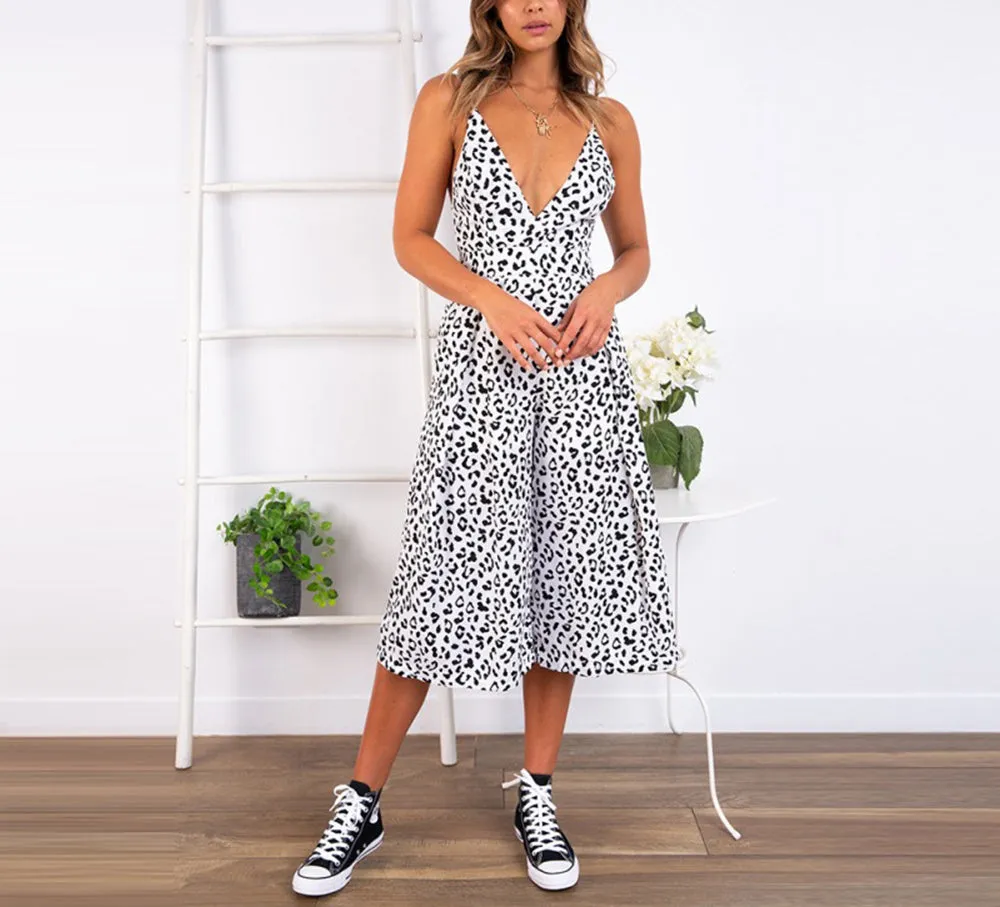 Strap Sexy V-neck Halter Straps Wide-leg Seven-piece Jumpsuit