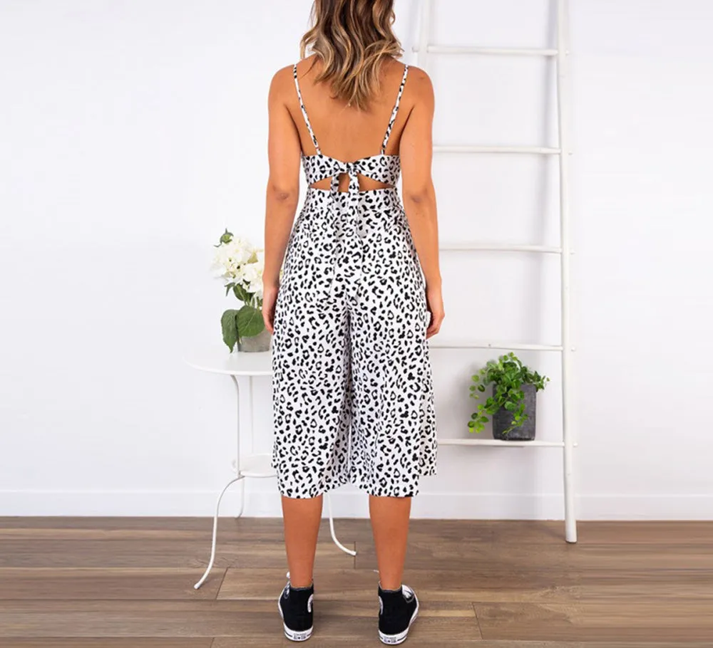 Strap Sexy V-neck Halter Straps Wide-leg Seven-piece Jumpsuit