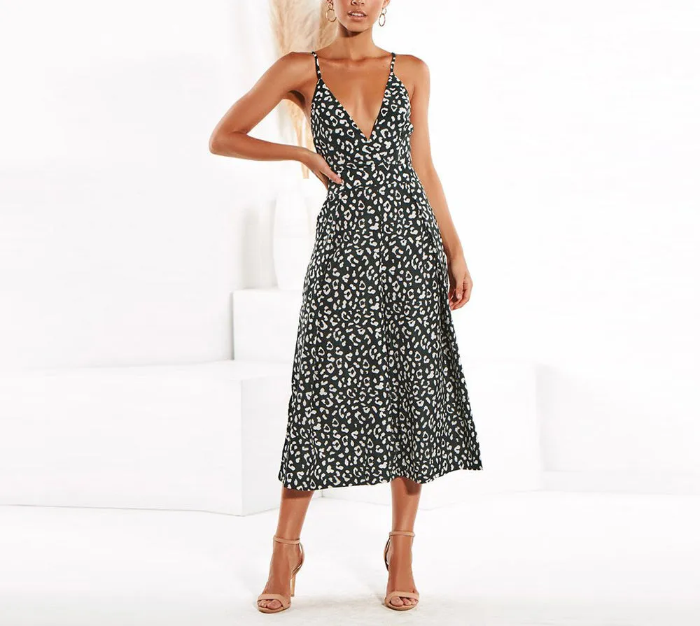 Strap Sexy V-neck Halter Straps Wide-leg Seven-piece Jumpsuit