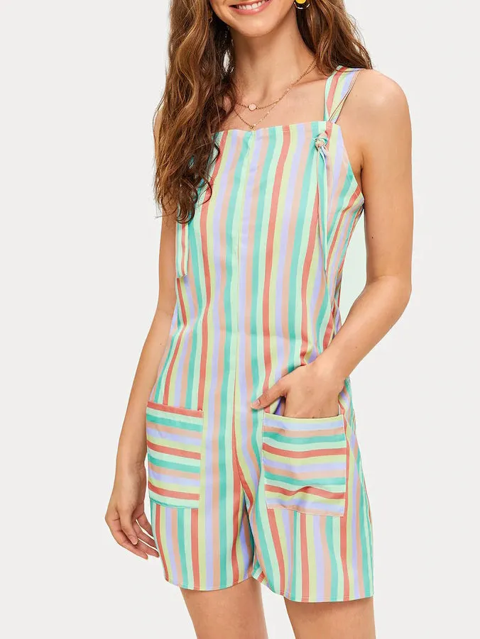 Summer Colorful Striped Strap Jumpsuit