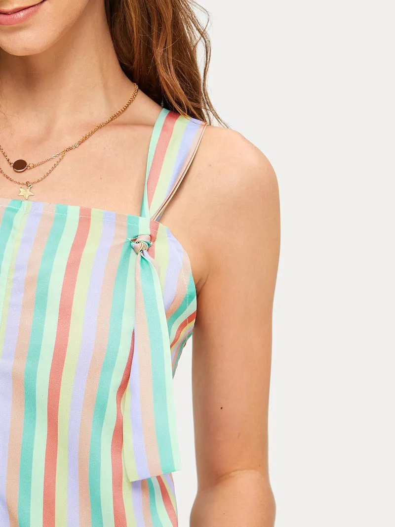 Summer Colorful Striped Strap Jumpsuit