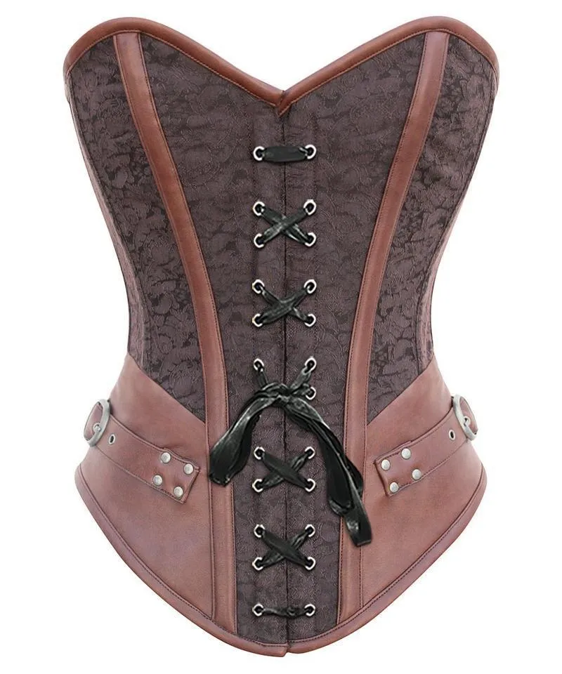 Swan Instant Shape Steampunk Overbust Corset with Curved Hem