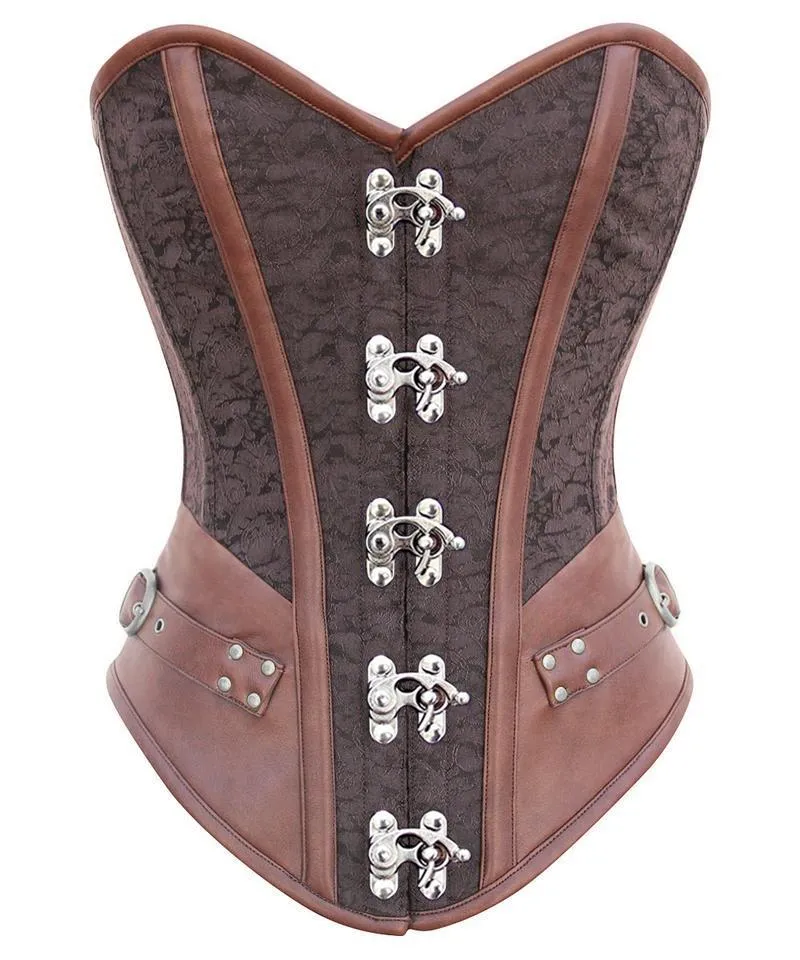 Swan Instant Shape Steampunk Overbust Corset with Curved Hem