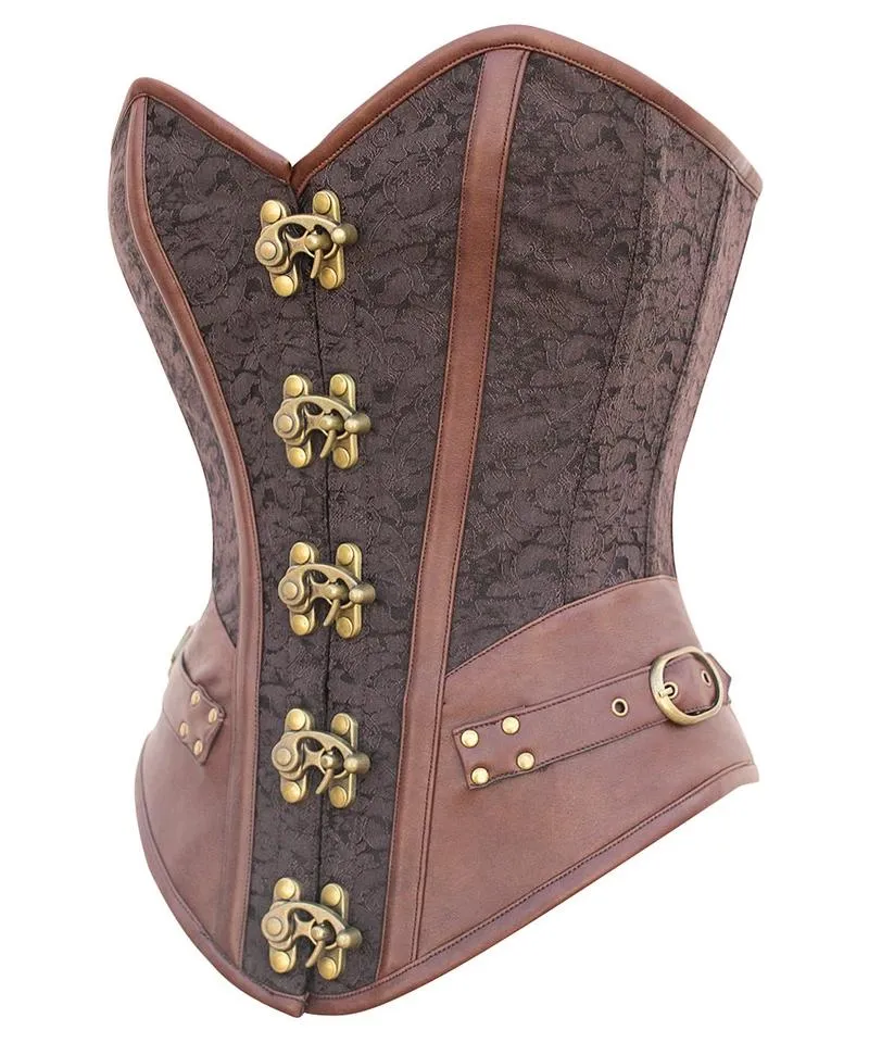 Swan Instant Shape Steampunk Overbust Corset with Curved Hem