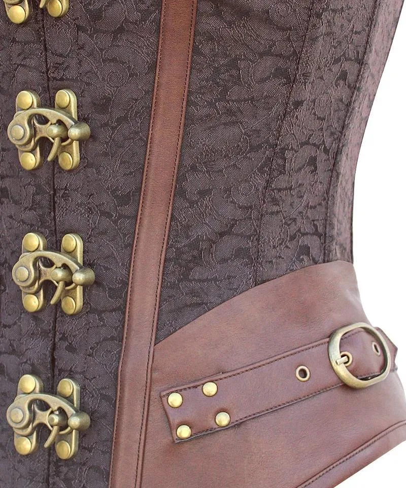 Swan Instant Shape Steampunk Overbust Corset with Curved Hem
