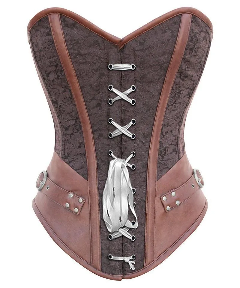 Swan Instant Shape Steampunk Overbust Corset with Curved Hem