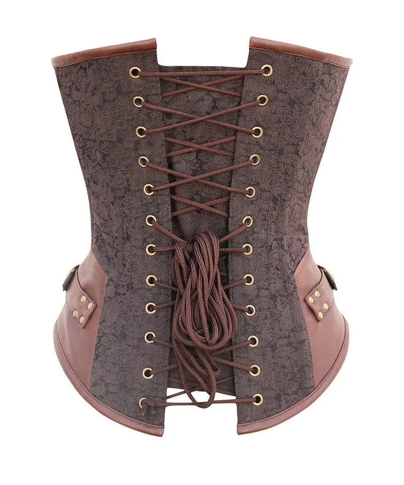 Swan Instant Shape Steampunk Overbust Corset with Curved Hem