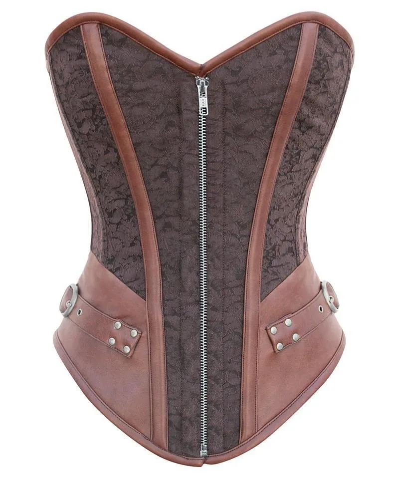 Swan Instant Shape Steampunk Overbust Corset with Curved Hem