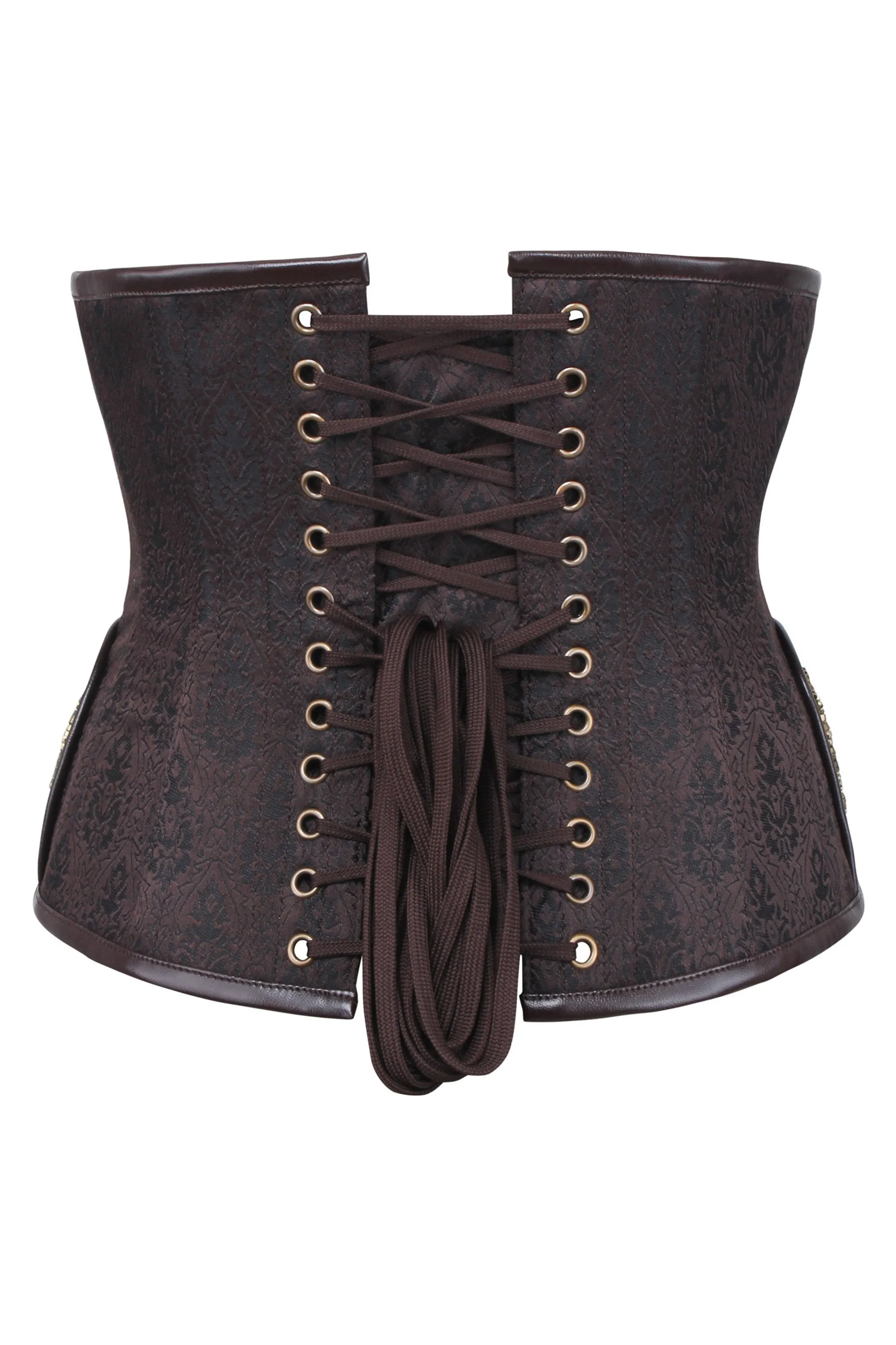Tan Leatherette Steampunk Underbust With Vintage Style Buckles